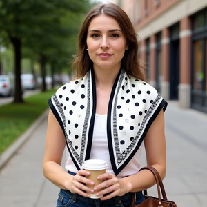 Sciarpa triangolare multifunzionale 135x60 cm con design a pois per accessori moda da donna - Product Image 3