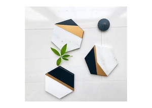 Bulk Quantity High Quality Luxury Handmade Reusable <b>Coaster</b> with Wooden Resin Hexagon Shape Modern Designed for Table Decoration - Product Image 2