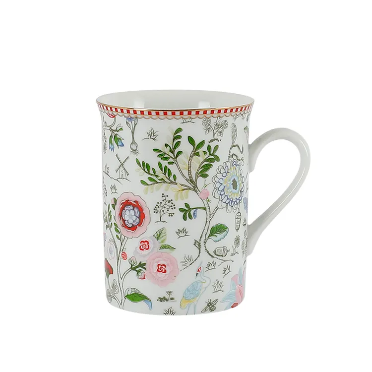 Tasse à café en porcelaine personnalisable, Mug avec des plantes florales, prix d'usine, à la mode chinoise, en porcelaine, 1 pièce