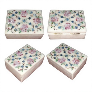 100% luxueux meilleur produit de haute qualité boîte d'incrustation de marbre avec nacre Art floral fait à la main pour le stockage de bijoux - Product Image 1