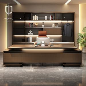 Meja kayu Boss meja <span class=keywords><strong>High</strong></span>-<span class=keywords><strong>end</strong></span> ringan presiden mewah Modern kombinasi kursi meja Modular 2 laci baru Cina - Product Image 3