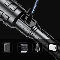 Linterna LED Recargable de Aleación de Aluminio con Pantalla de Potencia, Zoom, 100000 Lúmenes, IP66 Impermeable, Largo Alcance 400-500M, 26650