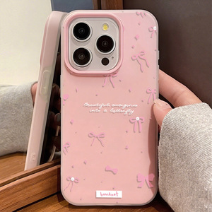 เหมาะสำหรับเคสไอโฟน 17 โปรแม็กซ์ โบว์สีชมพูสไตล์เกาหลี รูขนาดใหญ่ เคสโทรศัพท์กันกระแทก - Product Image 3