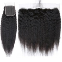Extensions de Cheveux Humains Crépus Lisses Fermeture Frontale avec Armure Droite Afro Bouclée Yaki Armure de Cheveux de Qualité Supérieure