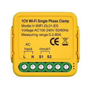 Smart Life 80A Single-Phase WiFi Power Clamp Meter Electric Energy Monitoring Equipment with Voice Control Home Hotel Garage Use