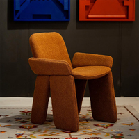Chaise de salle à manger Teddy Velvet Back Dressing Chair Adapté au salon Chambre à coucher Chaise simple à revêtement souple