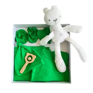 Подарочный набор для новорожденных Детский комбинезон дышащая муслиновая многофункциональная Пеленка-одеяло деревянная погремушка прорезыватель кролик