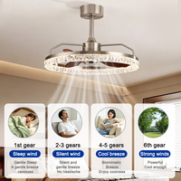 Ventilateur de plafond LED 6 vitesses 58W/70W avec télécommande, design moderne en aluminium et fer, style médiéval, réglable pour salons/salles à manger