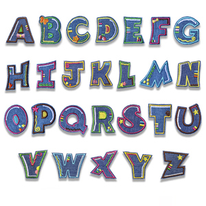 Mode 4cm petite taille a à Z Alphabet anglais forme fer sur broderie bleu Denim Jeans lettre patchs pour enfants vêtements - Product Image 2
