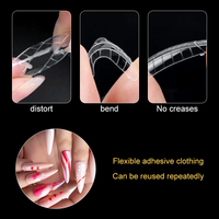 Formes à ongles carrées transparentes réutilisables avec échelle intégrée, 120 pièces, double usage, pour extensions d'ongles, acrylique et gel de construction Poly Gel
