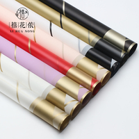 Kertas Pembungkus Bunga Xihuanong Corner Gold Edge Tahan Air Plastik OPP Perlengkapan Pembungkus Buket Hadiah Florist