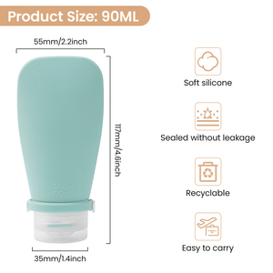 Custom Logo 90ml Silicone <b>Travel</b> <b>Bottles</b> Leak Proof Refillable Shampoo Lotion Containers TSA Approved OEM ODM - Product Image 3
