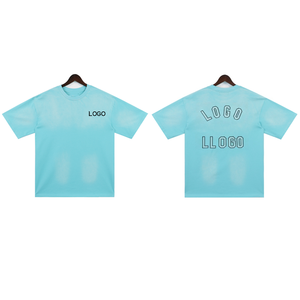 T-shirt Homme Manches Courtes Col Rond en Coton Pur Lourd Imprimé Lettres en Mousse Marque de Mode Estivale AM* - Product Image 3