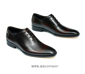 Chaussures habillées noires en cuir véritable à bout pointu et lacets, avec surpiqûres bleues et semelle extérieure en caoutchouc, pour le dropshipping - Product Image 2