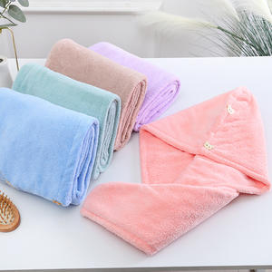 Turban de séchage capillaire en microfibre de velours corail haute densité, double couche épaissie, ultra absorbant, avec bordure de bain - Product Image 4