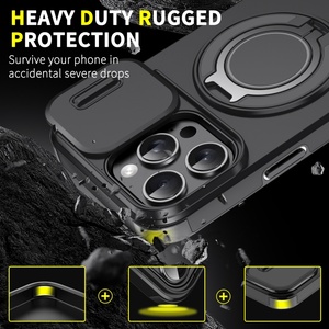 Custodia per supporto magnetico per armatura robusta e resistente Premium per <span class=keywords><strong>iPhone</strong></span> 17 16 15 14 13 Pro Max Plus con <span class=keywords><strong>Cover</strong></span> antiurto per fotocamera a scorrimento - Product Image 2