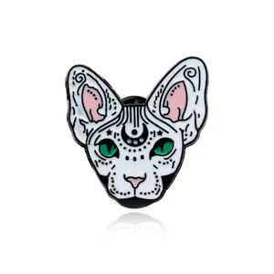 Lucu Kartun Hewan Kucing Sphynx Kucing Kerah Enamel Pin Bros Lencana Tas Ransel Topi Aksesoris