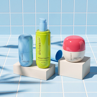 Contenants de soins de la peau personnalisés haut de gamme avec logo, ensemble de flacons et de pots en verre ronds, 30 ml, 50 ml, 100 ml, emballage de luxe pour soins de la peau couleur bordeaux