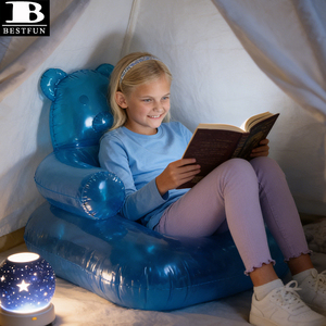 Poltrona Gonfiabile Premium a Forma di Orsacchiotto in PVC Trasparente <span class=keywords><strong>Blu</strong></span>, Divano Portatile per Bambini, per Casa, Spiaggia, Picnic, Campeggio - Product Image 4