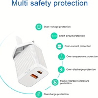 Chargeur mural double USB-C 40W, prise EU/UK, chargeur rapide, bloc d'alimentation PD QC Type C et USB A pour iPhone 16 15 Samsung
