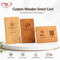 Carte de visite NFC en bois personnalisée, carte intelligente RFID en bambou 213, carte de membre d'hôtel gravée au laser, code QR, impression OEM ODM