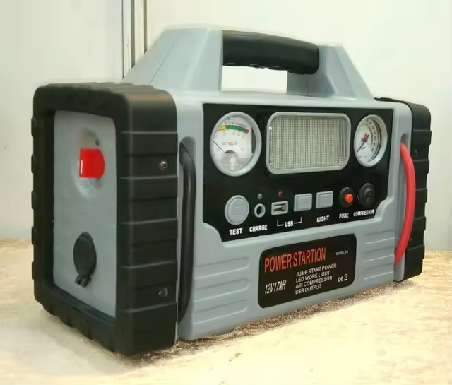 Newest Multi-function 12V Jump Starter Portable Power Station 18AH Capacity 300PSI Air Compressor LED Lighting for Passenger