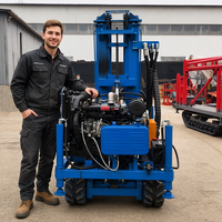 Foreuse hydraulique rotative diesel sur chenilles pour puits d'eau, haute rigidité, profondeur max. 200 m, pour utilisation en forage