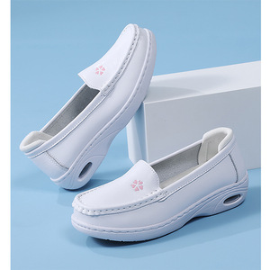 Women Slip On White <b>Nursing</b> <b>Shoes</b> Leather Upper Air Cushion Sole Comfort Hospital Working Footwear - Product Image 1