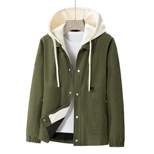 เสื้อแจ็กเก็ตคอปกแขนยาวสำหรับผู้ชายเสื้อแจ็คเก็ตสีทึบทรงหลวมลำลองสำหรับฤดูใบไม้ผลิและฤดูใบไม้ร่วง2025โลโก้กำหนดเอง - Product Image 1