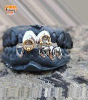 Grillz personnalisé bicolore en argent sterling S925, motif croix de croûte creuse, style crocs de vampire, pour piercing, Hip Hop