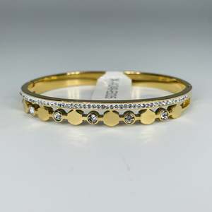 Fashion Bangle 316L Stainless Steel PVD Gold Plating <b>Crystal</b> Inlay Women's Jewelry <b>Bracelet</b> - Product Image 1