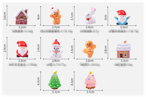 Kawai Juguetes Diy Figuras Adornos de Navidad Personalizados 3D Resina Muñeco de nieve Papá Noel Casa Pueblo Ciervo Árbol luminoso brillante - Product Image 2
