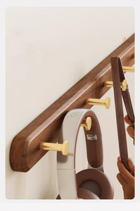 No-Drill Walnut Wood & Brass <b>Wall</b> <b>Hook</b>, Self-Adhesive Coat <b>Hook</b> for Bathroom, Kitchen, Entryway - Product Image 5