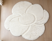Langflorige Teppiche in Einfarbigem Cremefarben und Hochwertigem Stil Maßgefertigte Teppiche Wohnzimmer Großer Flauschiger Teppich