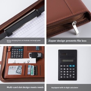Customizable <strong>A4</strong> Multifunctional PU Leather Box File Folder Zipper Bag Phone Holder Logo for Business Managers <strong>Document</strong> Sales - Product Image 5