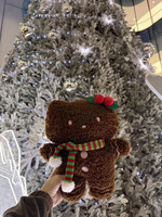 Nouveauté 2026 : Peluches de Noël mignonnes de dessin animé KT Cat, jouets en peluche KT avec écharpe de Noël rose, poupée Bonhomme en pain d'épices