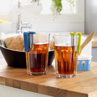 Infuseur à thé en acier inoxydable avec poignée en plastique, passoire à thé en vrac pour tasse, mug, maison, bureau, préparation du thé