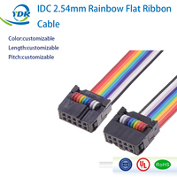 Cable Plano de Arcoíris con Conector IDC de 2.54mm, PVC, Cobre Estañado, Arnés Flexible de 1.5M, 600V, ISO9001 para Automóviles