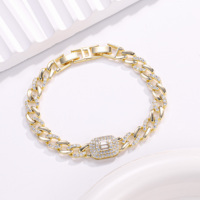 Bracelet CM14k en Or Plaqué Or, Chaîne Cubaine Sertie de Diamants, Luxe Léger, Haute Sensibilité, pour Hommes et Femmes, Vente en Gros