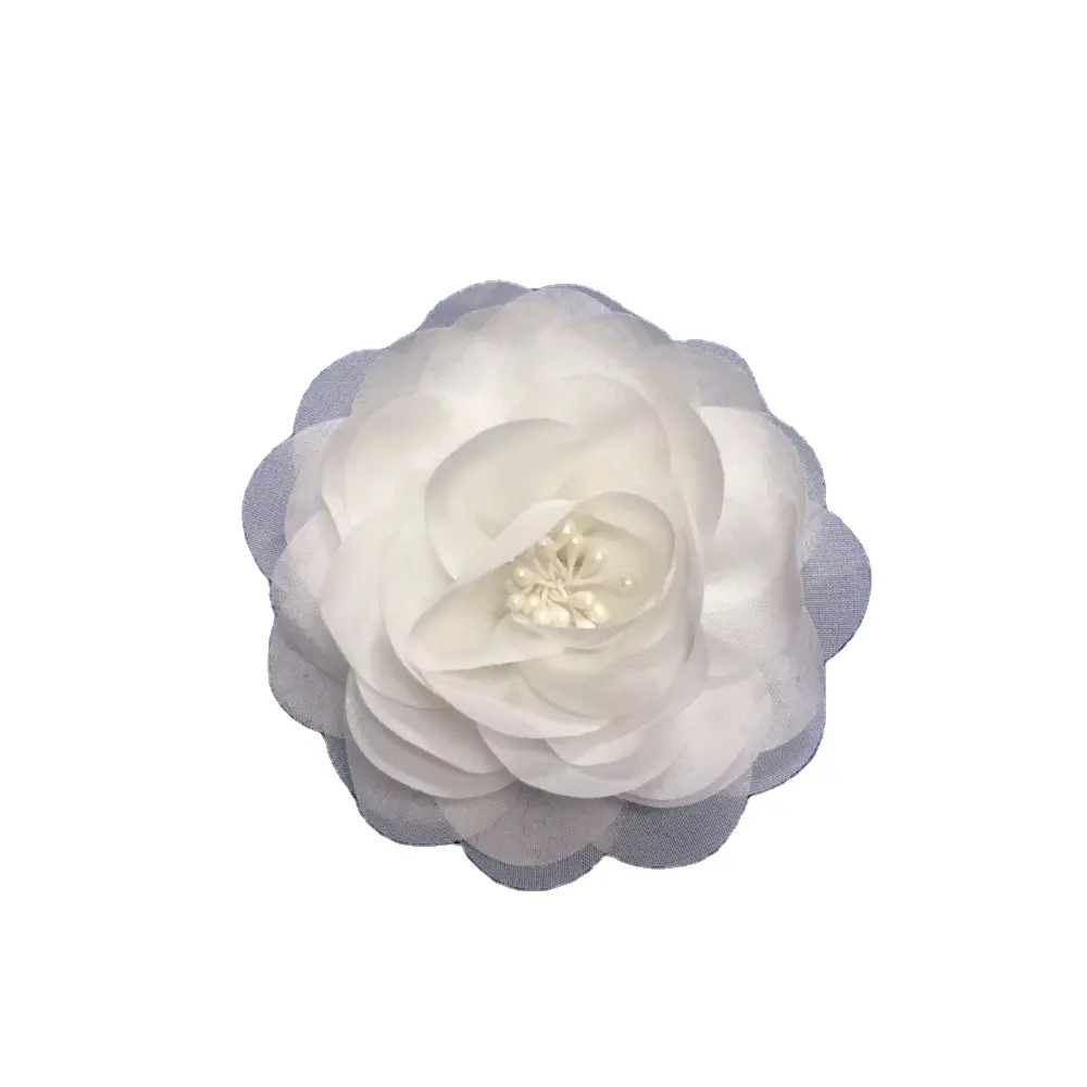 Silk Flowers Decor Roses Flower Decoration Bridal Hair Accessories Fabric Rose Chiffon White Flower