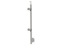 Poteau d'angle rond en acier inoxydable à fixation latérale pour balcon et escalier avec pince à verre et support de rail, utilisation extérieure