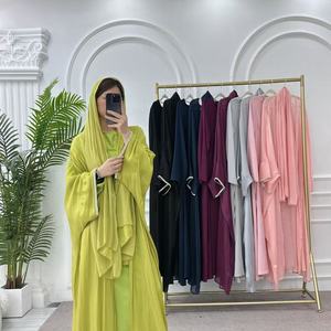 Loriya Solid Color 3pcs New Modest Abaya Set Dubai Abaya with Inner Dress and Hijab Islamic Clothing Women Abaya Muslim Dress - Product Image 1