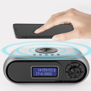 Wireless Charger With Bluetooth Speaker Alarm <b>Clock</b> DAB <b>Radio</b> Silver Gray WD 300 - Product Image 1