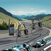 Casque de course automobile OMFox KTC300SC D avec suppression active du bruit (ANC), microphone et connexion en cascade pour deux casques