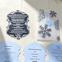 Ensemble d'invitations d'anniversaire en acrylique flocon de neige, boîte cadeau en velours, carte de fête d'hiver gaufrée à chaud