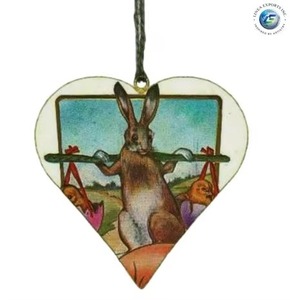 Export Quality Vintage Style Heart <b>Easter</b> <b>Ornaments</b> with Colorful Egg Designs for Holiday Home Decoration Available For Sale - Product Image 6