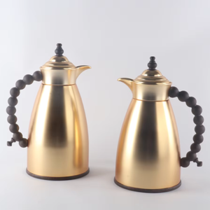 Ensemble de cafetière arabe élégante noir mat <span class=keywords><strong>1L</strong></span> 0.7L, avec <span class=keywords><strong>pichet</strong></span> isotherme à thé rose, coffret cadeau moderne pour la maison - Product Image 1