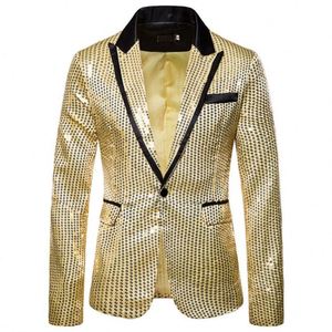 Color sólido Sparkling Mens Party Wear Blazers Moda Slim Fit Stage Show Dress <span class=keywords><strong>Chaqueta</strong></span> con bolsillo - Product Image 2