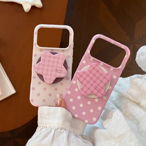 Coque magnétique rose à pois pour iPhone avec support étoile magnétique, protection mignonne et féminine pour iPhone 13 à iPhone 17 - Product Image 1