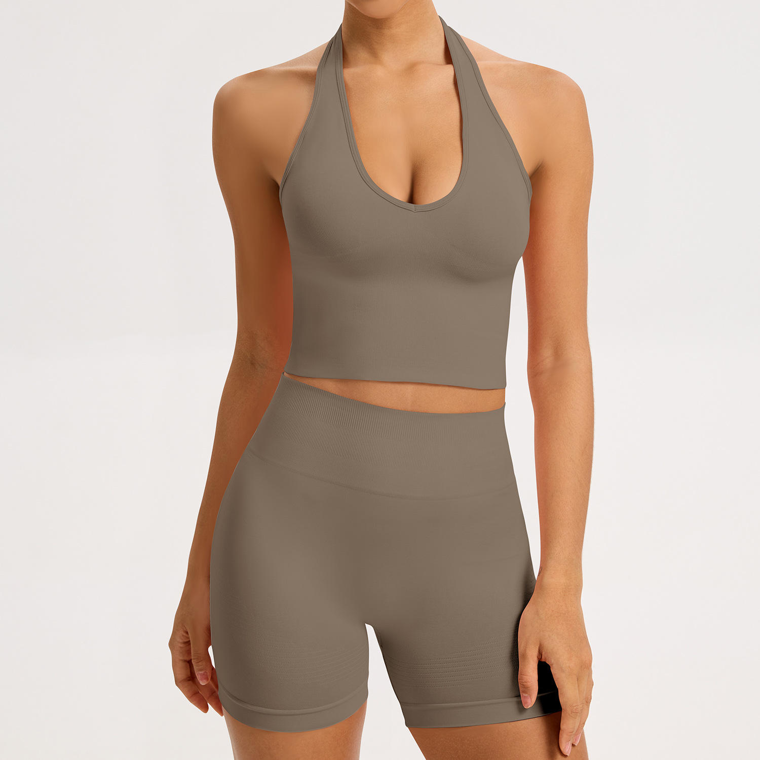 บรา+กางเกงขาสั้นสีกากี